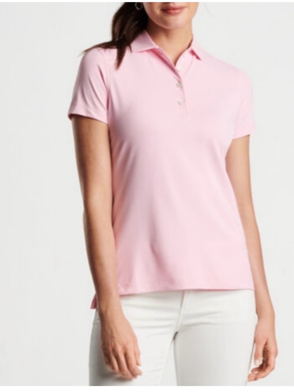 Peter Millar Pink Short-Sleeve Button Polo Shirt